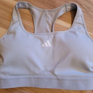 Adidas Powerreact Medium Support Gray Sports Bra